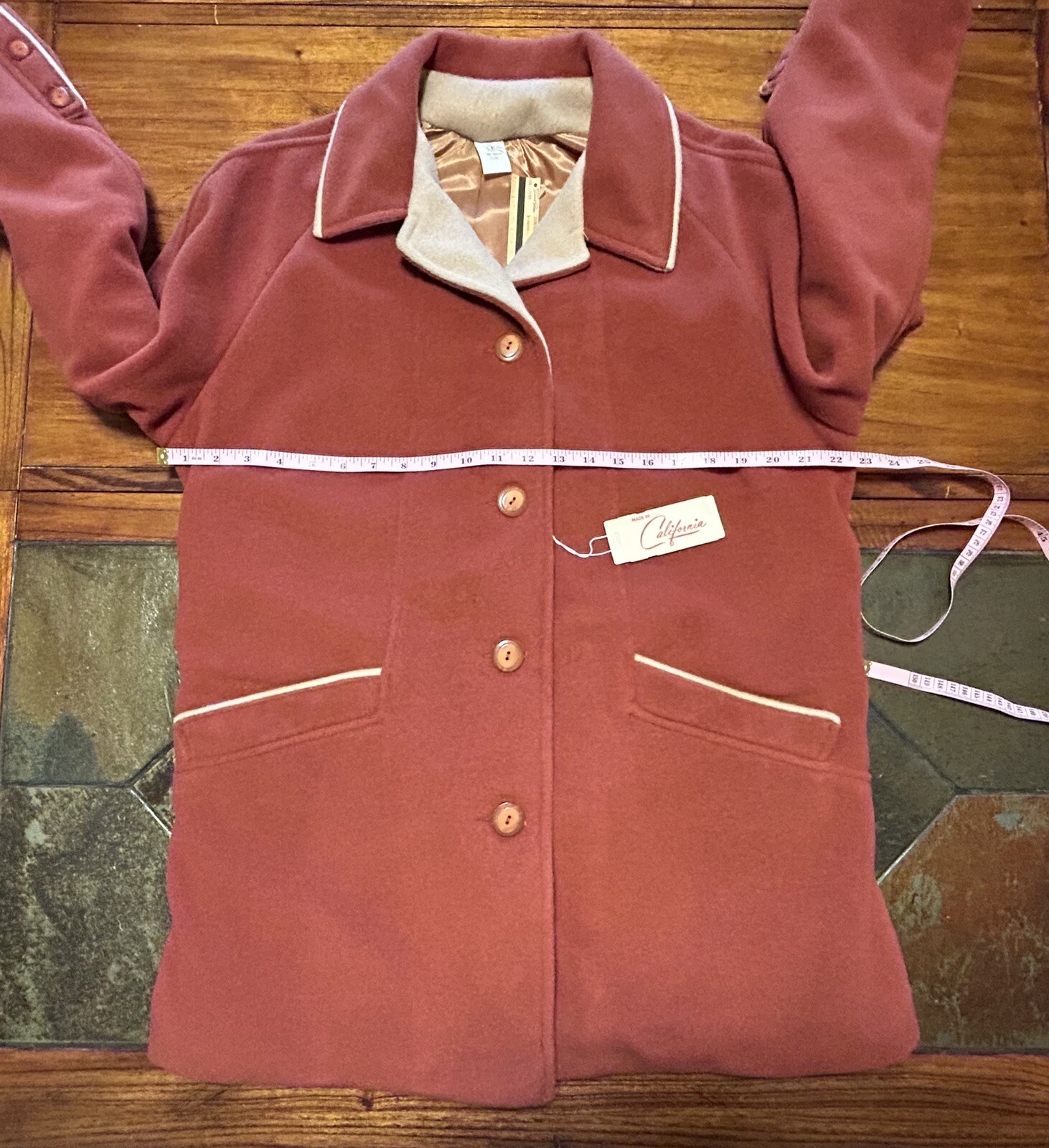NOS VTG 1980s Orange Fleece Shell Lined Coat Sz 20.5 Cute + Cozy California