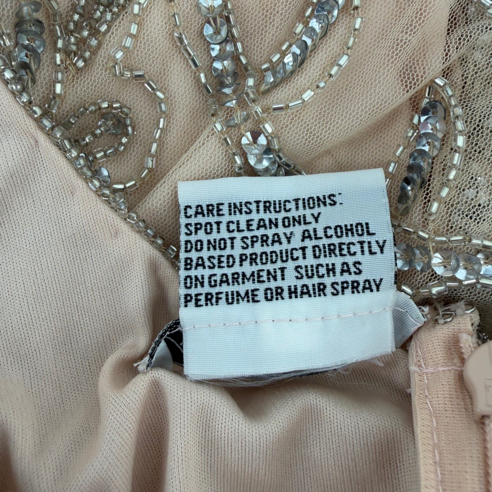 Prelude India Made Hand Beaded Blush Cocktail Dress Gatsby Art Deco NWT Sz 12