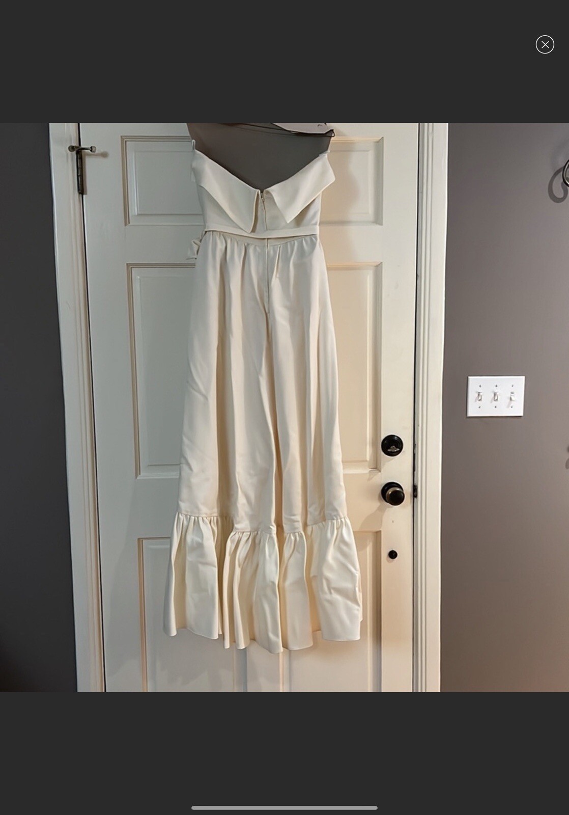 Vintage Lilli Diamond Evening Gown, Off White Ruffled Strapless Prom Dress