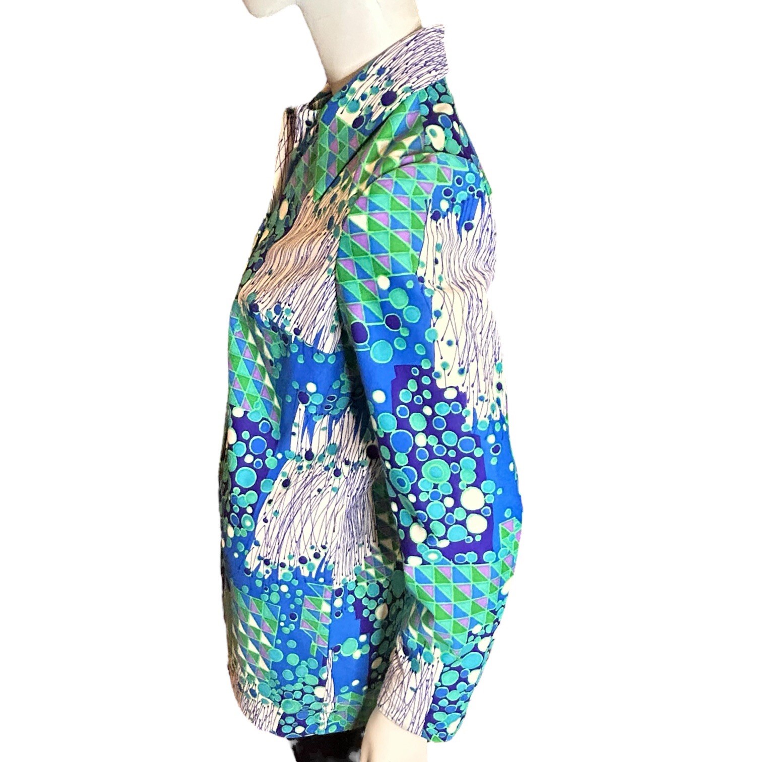 Vintage 70s Stockton Mod Blue Dagger Collar Blouse Size Vintage 14