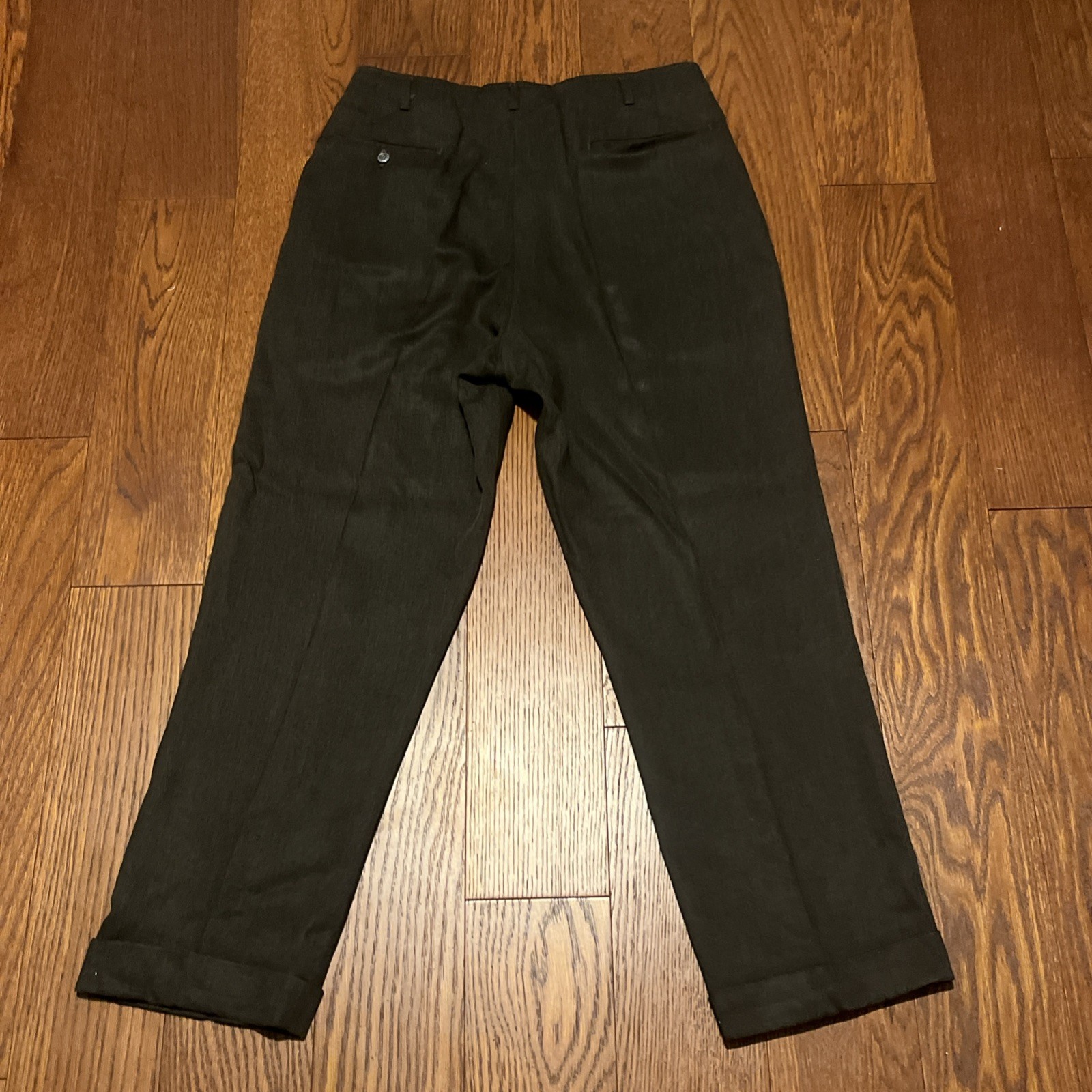 Vintage 32×28 1940s 1950s Hollywood Waist Pleated Pants Cuffed Drop Loop