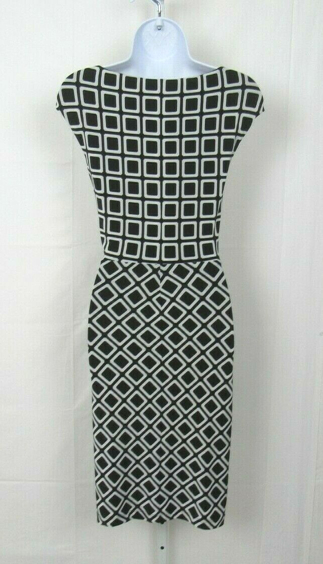 VTG 1990s 2000s RALPH LAUREN SIZE 6 MOD GEOMETRIC GATHERED STRETCH DRESS