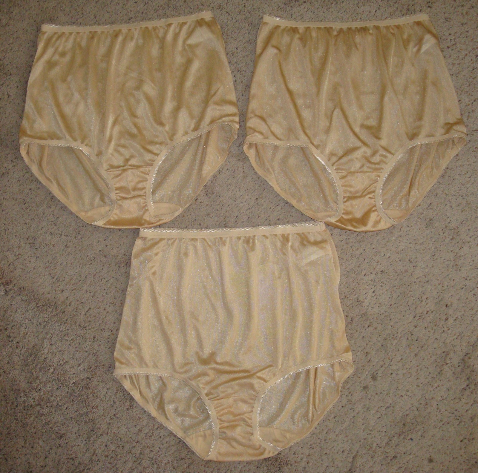 Lot of 3 Underscore 6 M Vintage Shimmery Silky 100% Nylon Brief Gold Beige