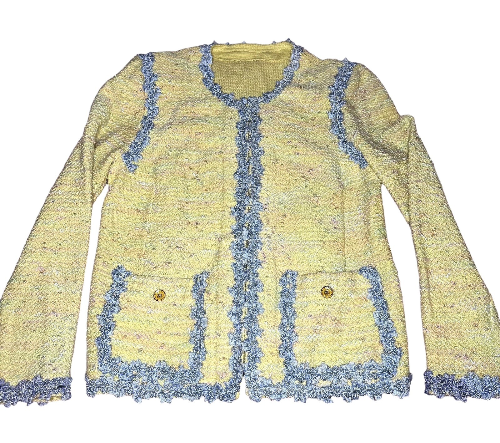 Vintage 1960’s Handmade Blazer Jacket Cardigan Pastel Tweed Jackie O Kennedy S/M