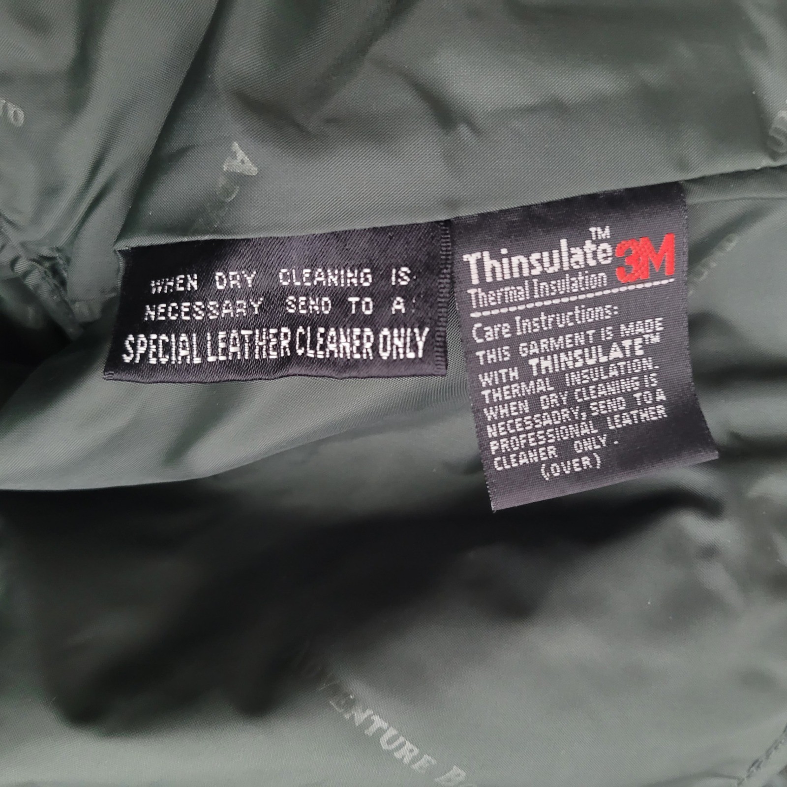 Vintage Adventure Bound Wilson&rsquo;s dark green leather bomber jacket thinsulate