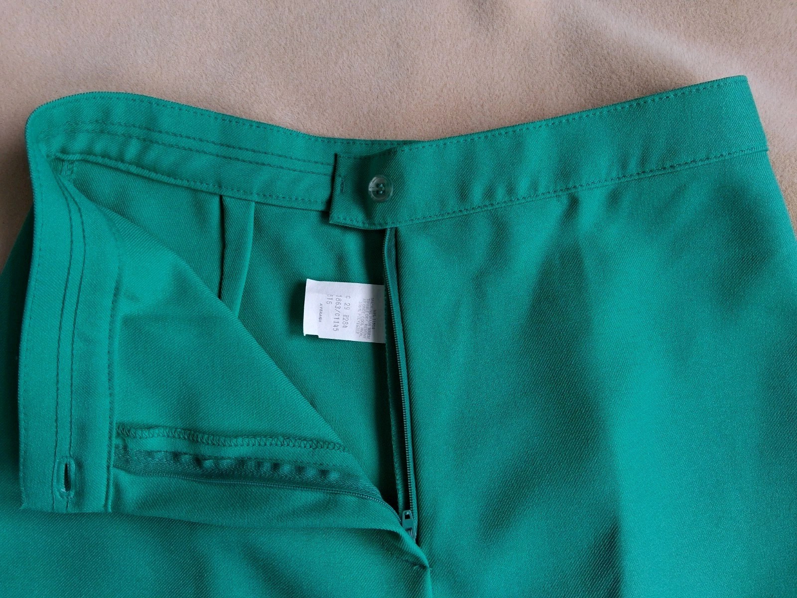 Vintage 1980s Teal Polyester Ladies Pants 29×31 Ultra High Waist Slacks Aqua Grn