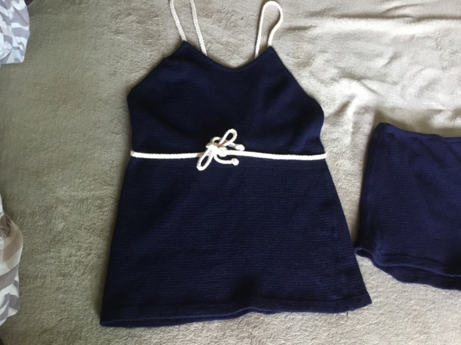 Vintage 1920 – 1930’s Wool Bathing 2 pc suit Navy sailors beach Bradley