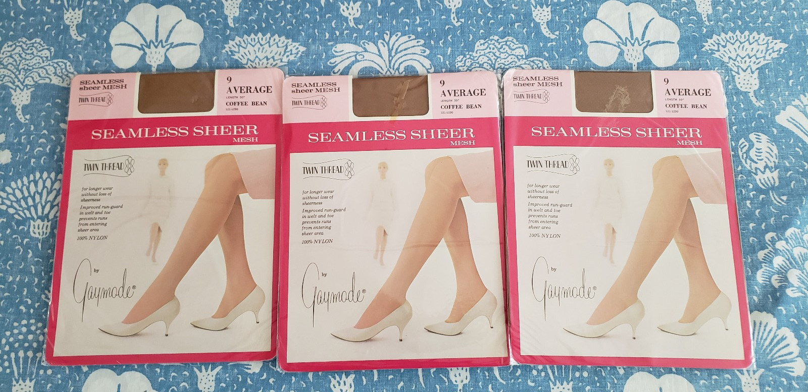 3 Pair VTG Penny&rsquo;s Gaymode Thigh High Stockings Seamless Sheer Sz 9 Coffee Bean