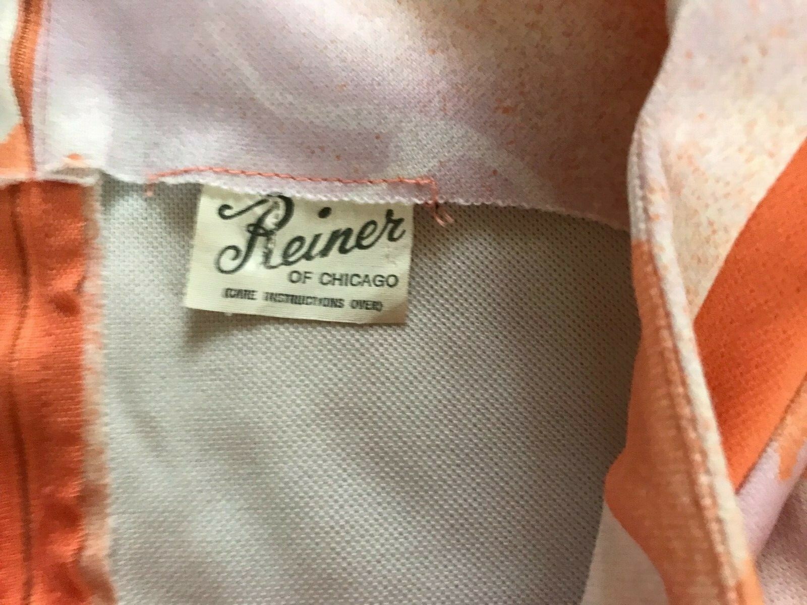 VINTAGE Peach/Pink/Cream Double Knit Dress Reiner of Chicago 38&Prime; Chest
