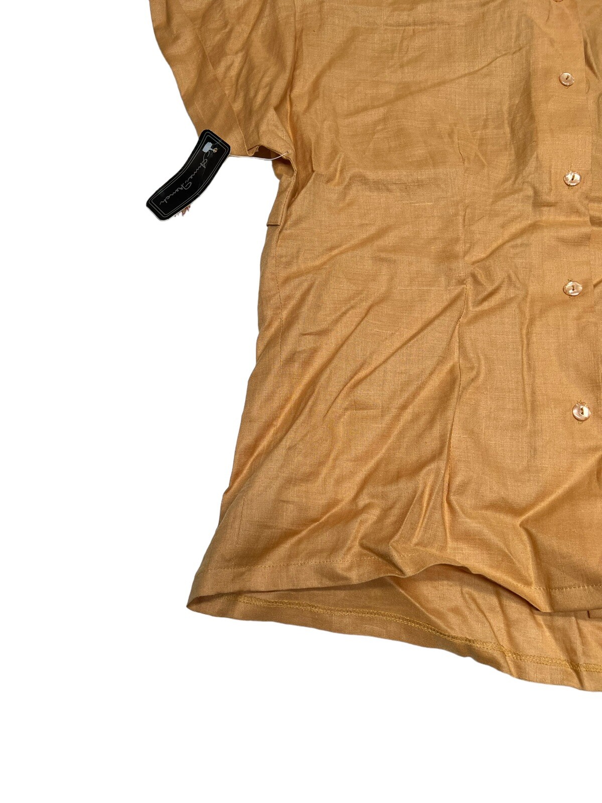 Vtg NOS Anne French Artsy Art to Wear Embellished 100% Ramie Blouse SZ 10 Wheat
