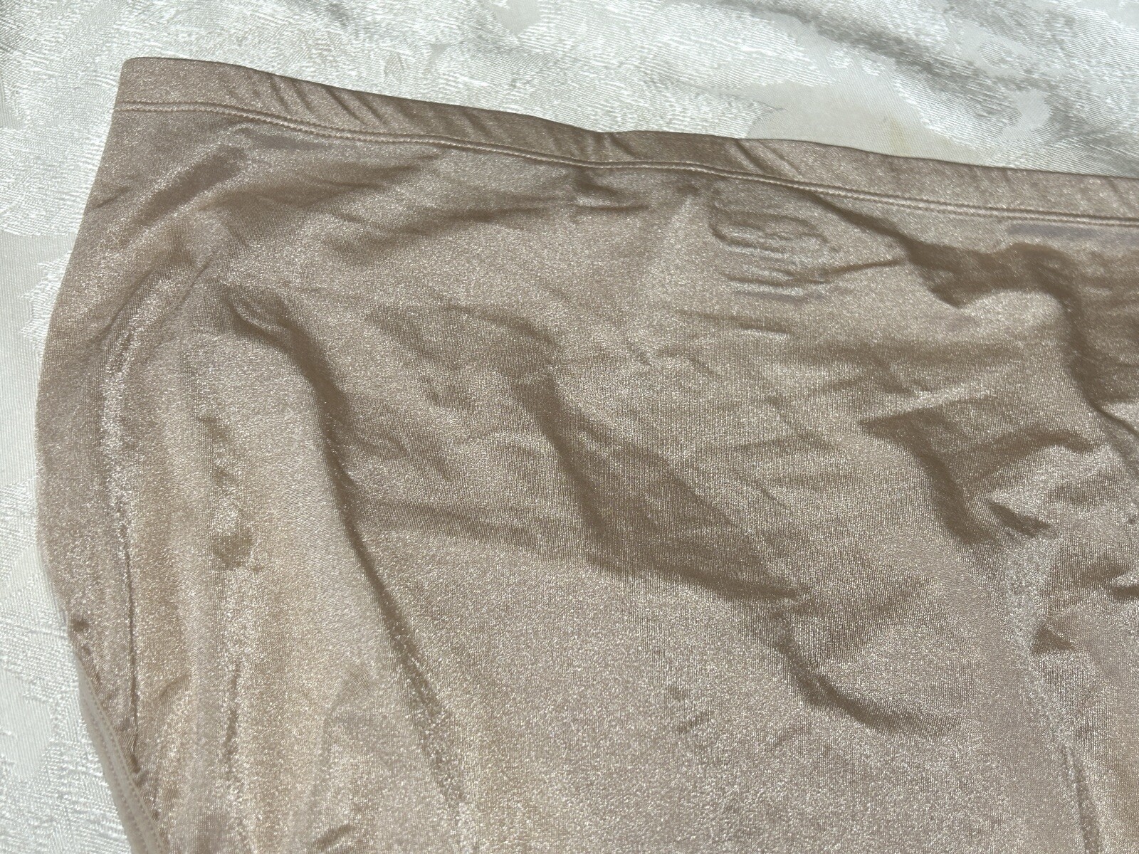 Vtg VANITY FAIR 13194 Comfort Essentials Satin Hi-Cut 9 Beige Brief Panties #160