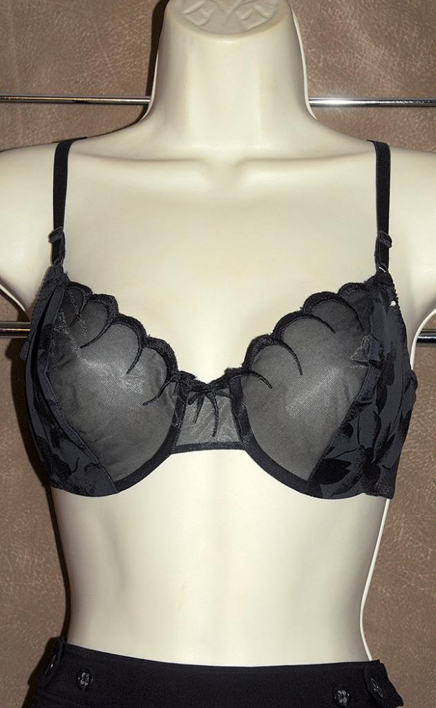 Mervyns / Partners ~ Black Sheer – Underwire SEXY BRA sz 36B Style 222 *USA *VTG