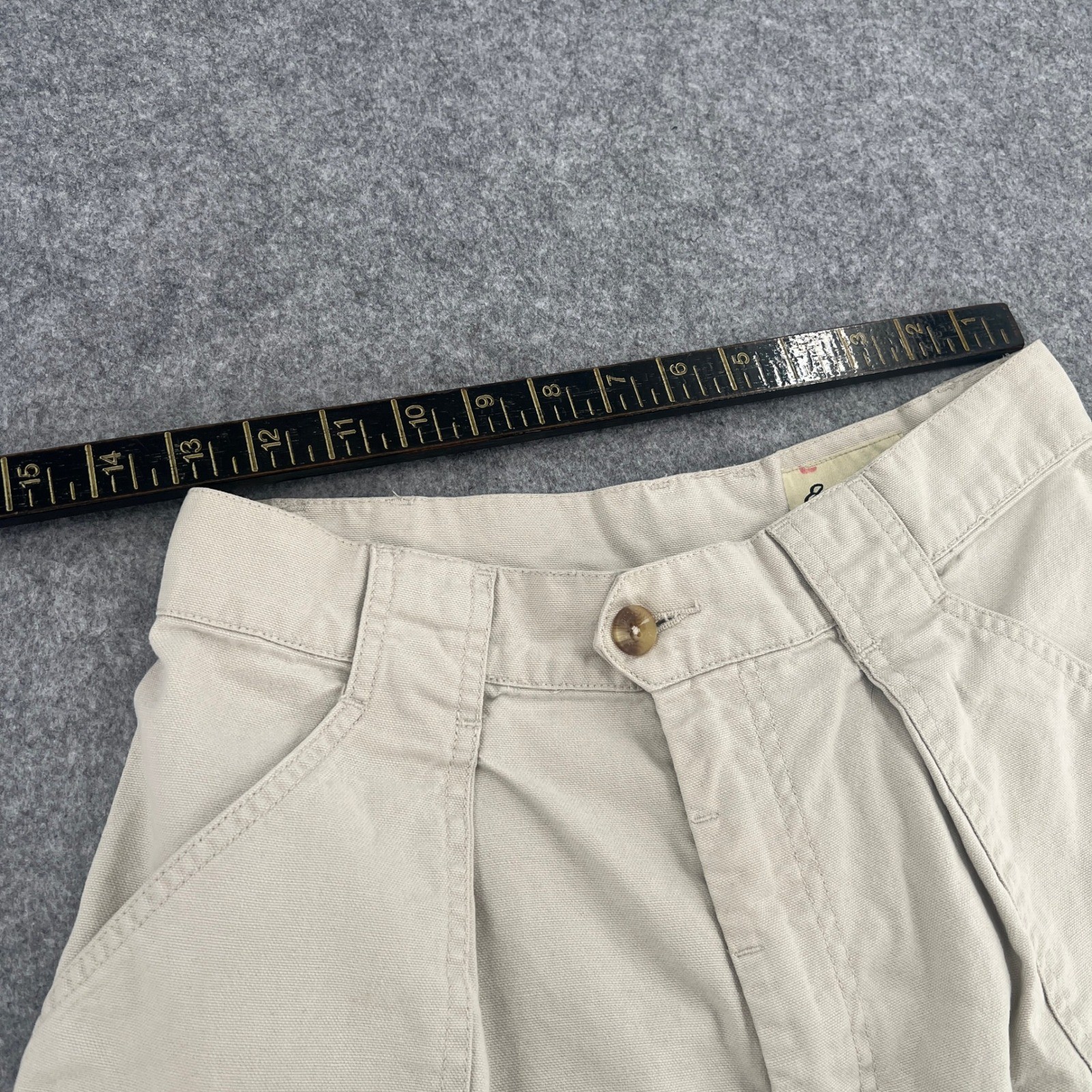 Vintage Eddie Bauer Khaki Cotton Canvas Pleated Safari Shorts Tan Mens 27