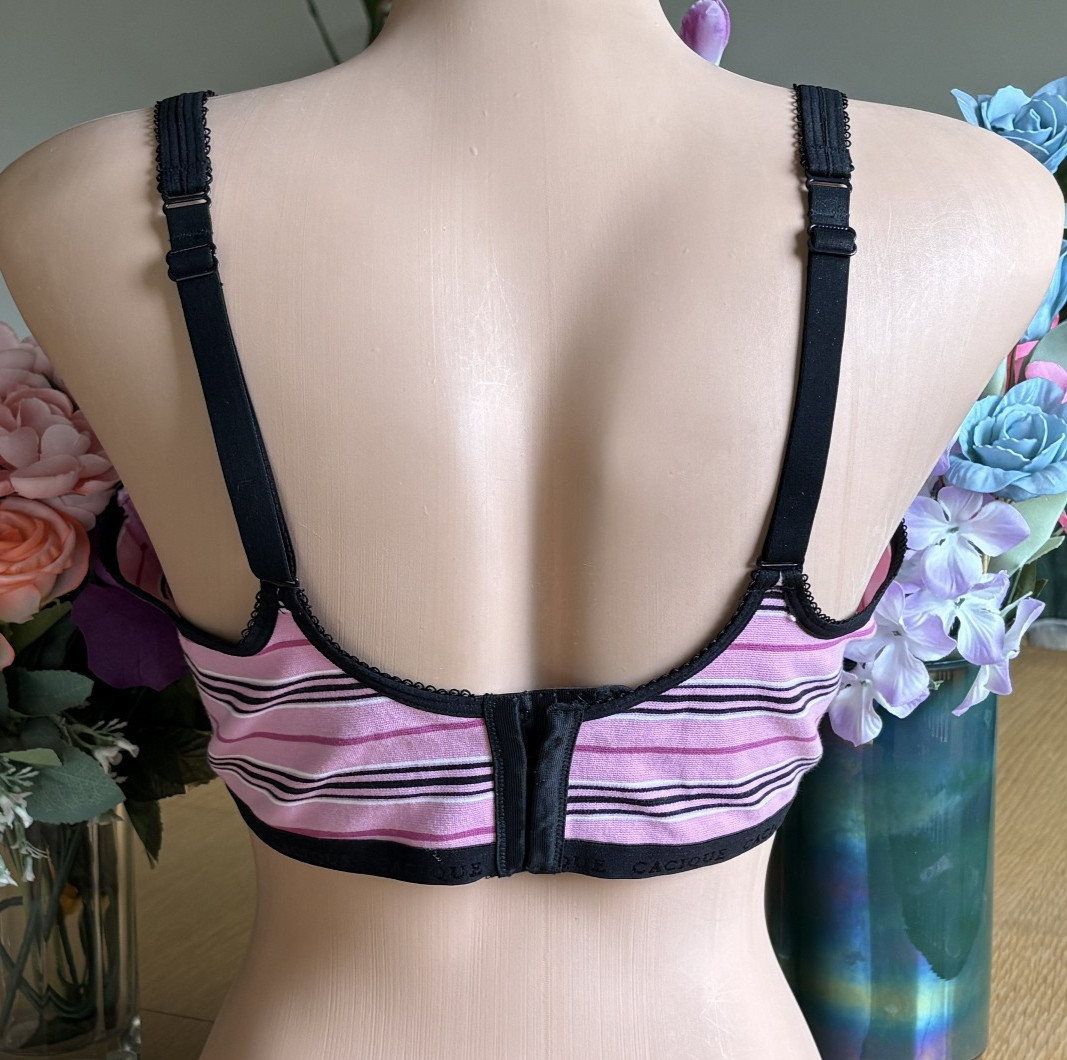 CACIQUE 44DD Pink Striped Molded Cup Cotton Stretch Underwire Demi Bra NWT NEW