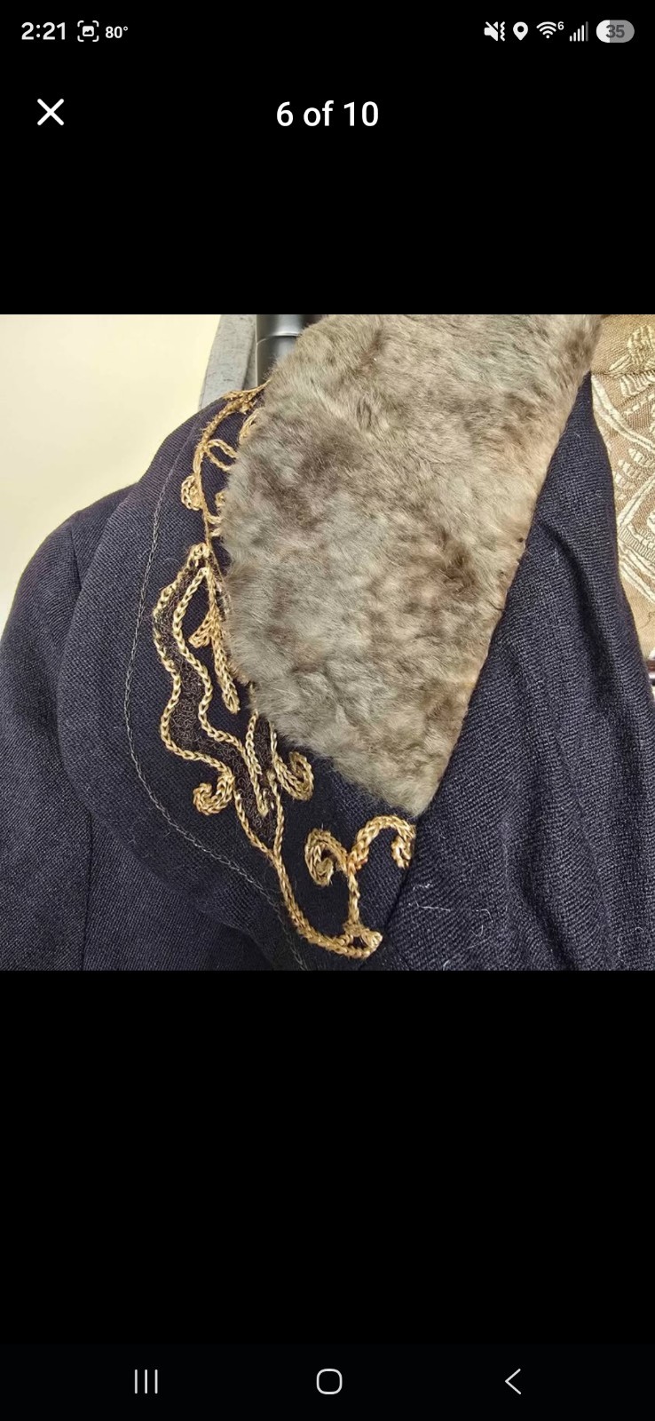 Antique Opera Evening Coat Embroidery Real Fur Detail