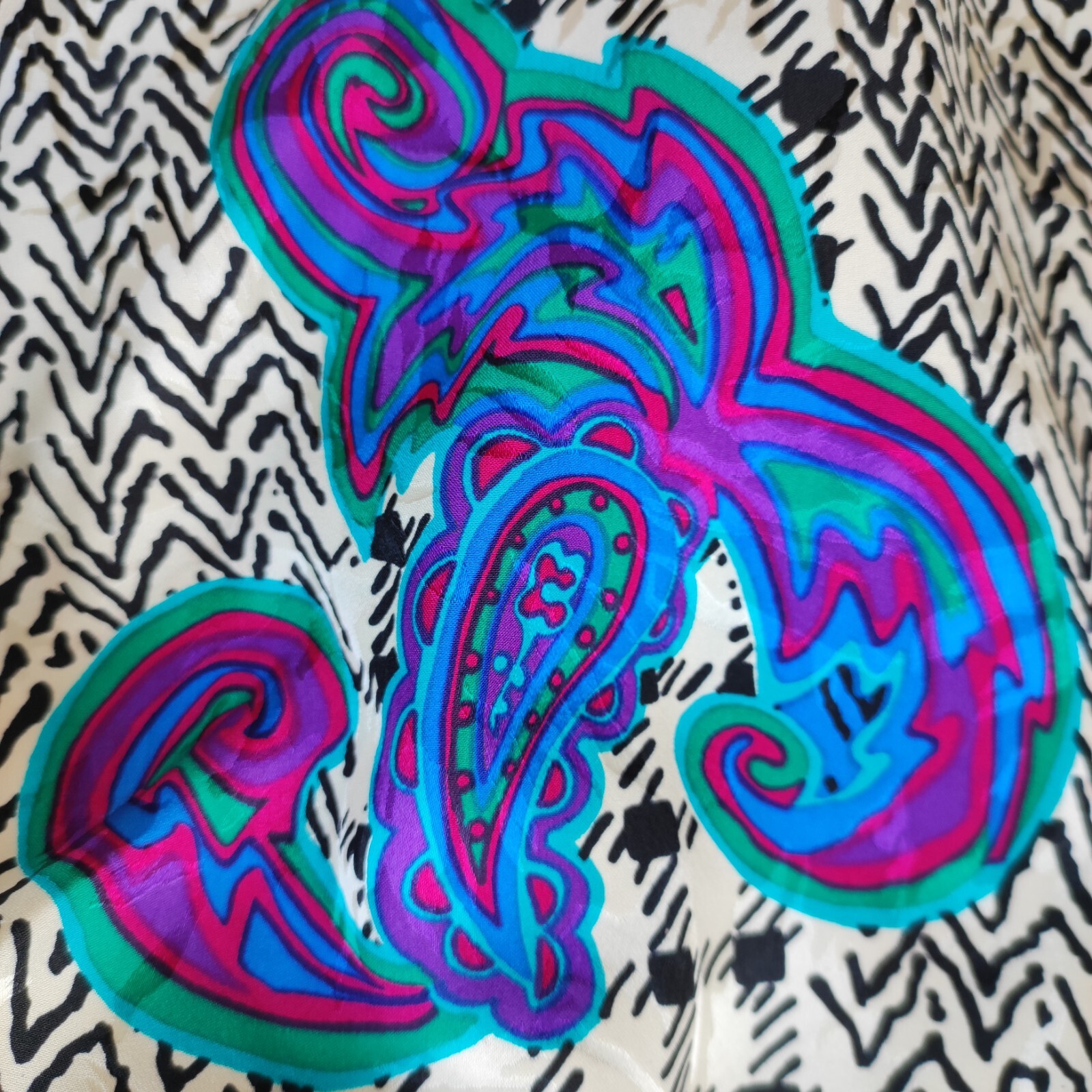 🎄🎁VTG Silk 💯 2 Piece Set Bomber Jacket & Pleated Skirt Sz 12 Check & Paisley