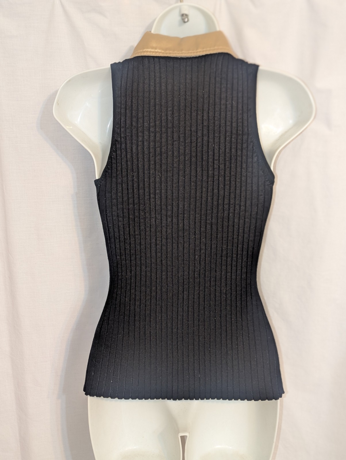 Vintage Belldini Top With Rhinestone Bedazzled Zipper and Silk Collar