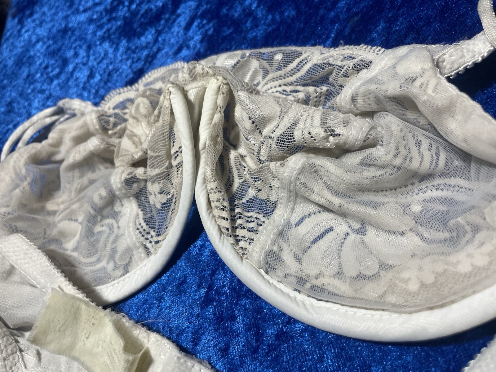 Vintage Special Request Bra 36b White Sheer Lace Underwire Lingerie
