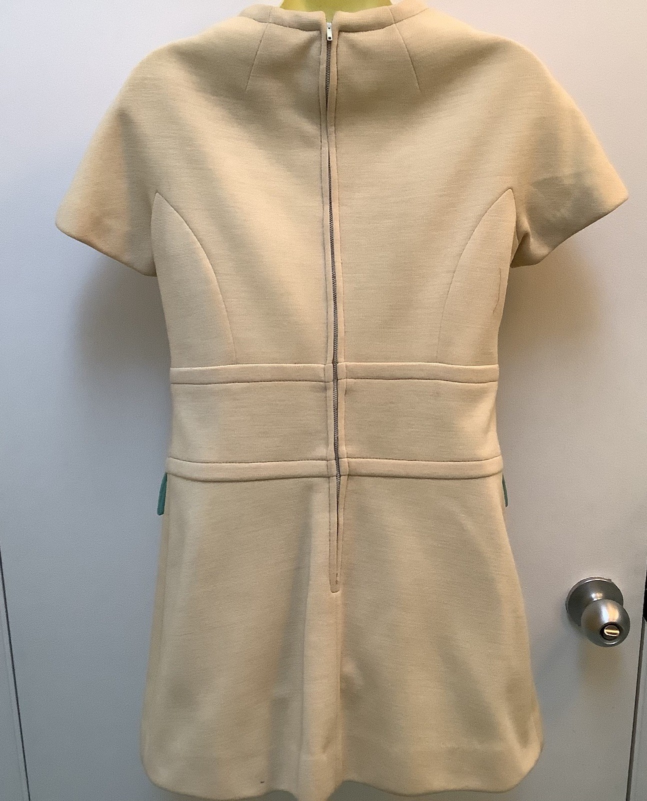 Vtg 60s 70 Mod 3 Piece Knit Pants belted Tunic top pants Coat Belt hipster Aqua
