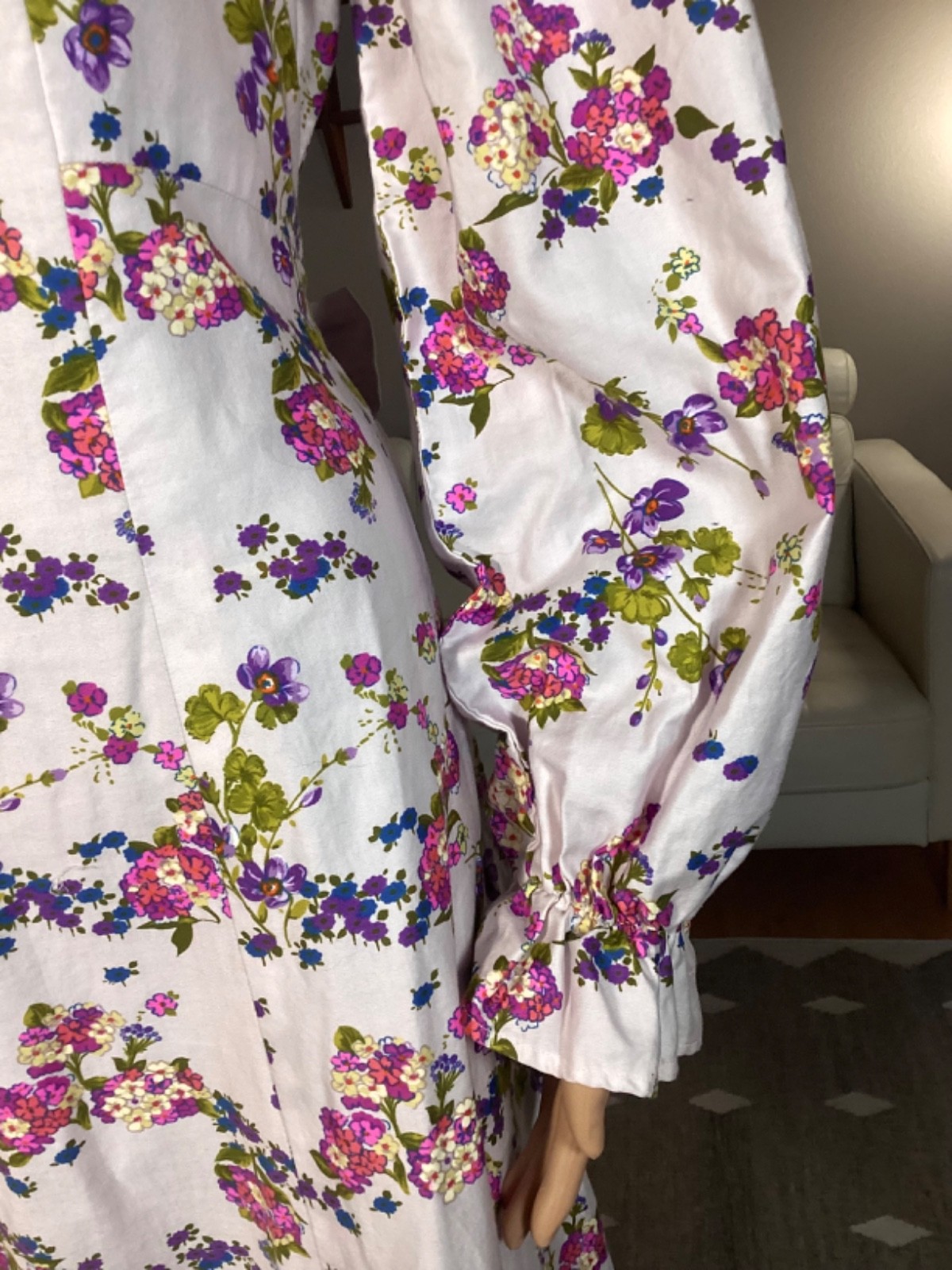 Vintage 70’s Handmade Floral Ruffle Prairie Maxi Dress Boho Hippie