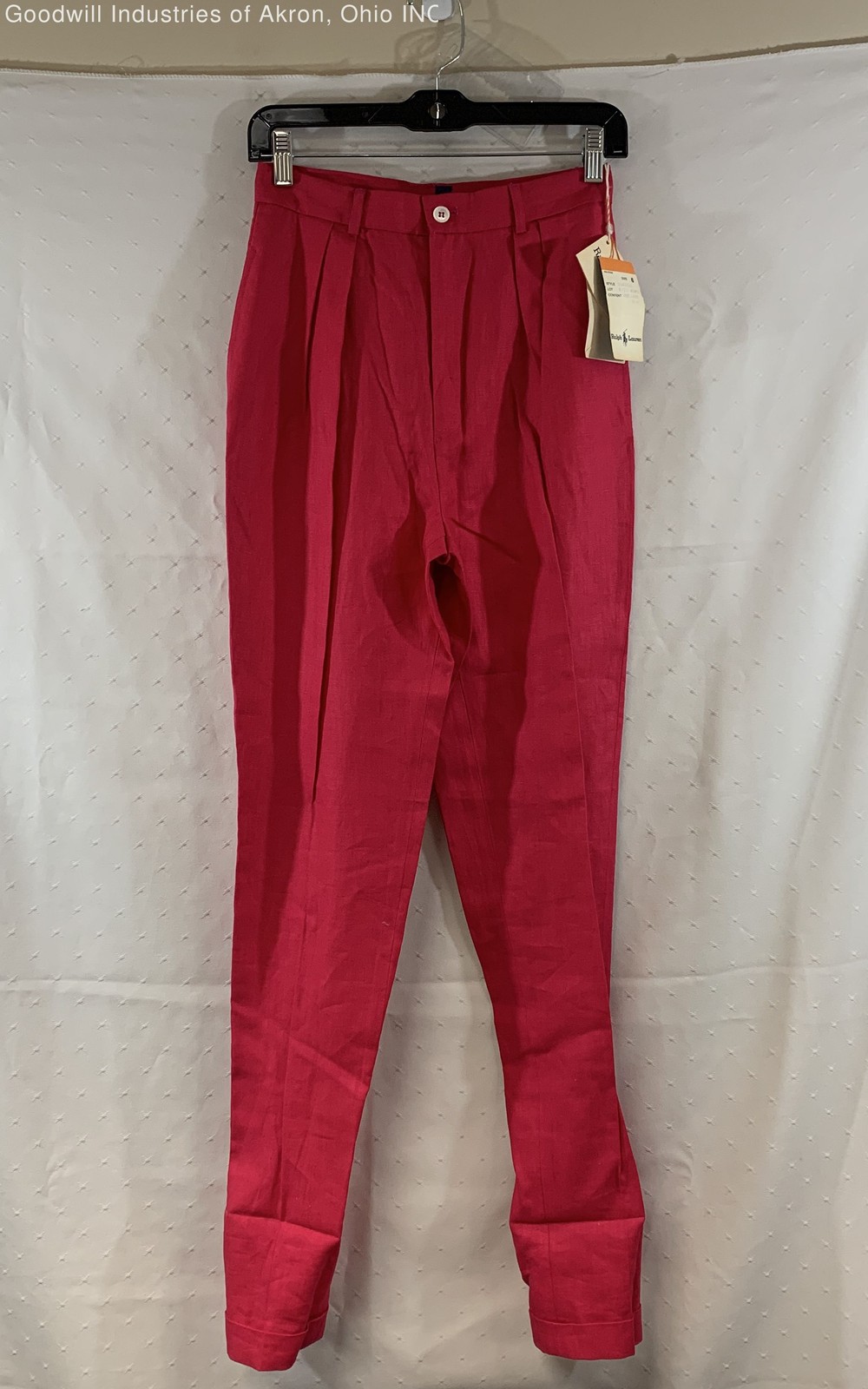 Vintage 90s Ralph Lauren Pink Linen High Waist Tapered Trousers Women&rsquo;s 6 NWT