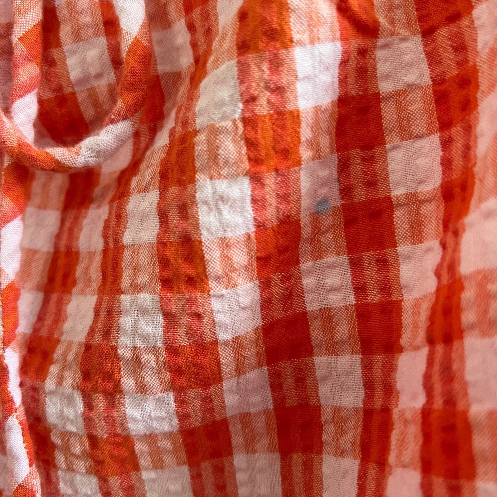 Vero Moda Pink Red Gingham Seersucker Mini Dress L/XL Cotton Cottagecore