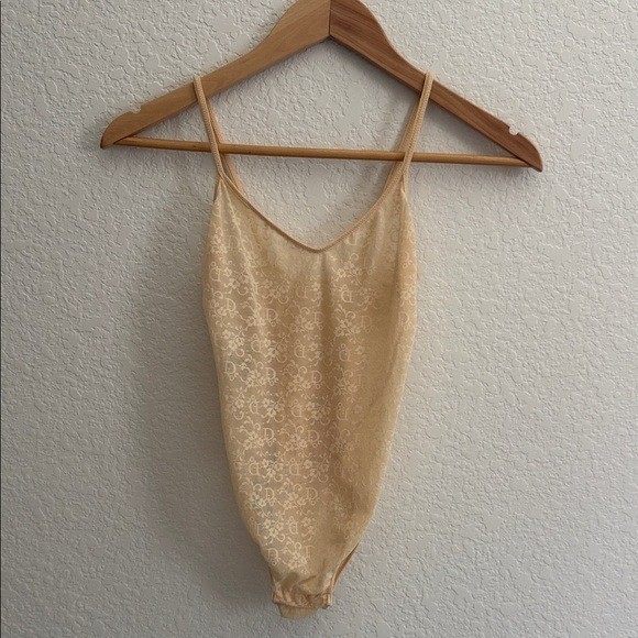 Christian Dior Intimates Vintage 80&rsquo;s Lace Monogram Bodysuit Size 32