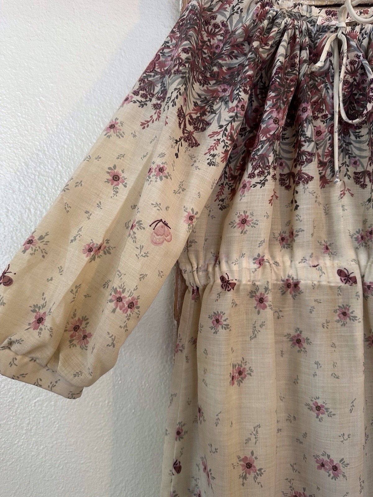B8 Vintage Kay Windsor Butterfly Floral Sheer Dress Size M/L – See Description