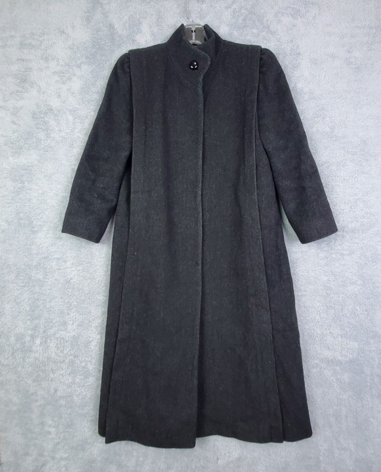 Vtg 70s Womens Jacket Size Medium Gray Wool Cashmere Blend Trench Coat ILGWU