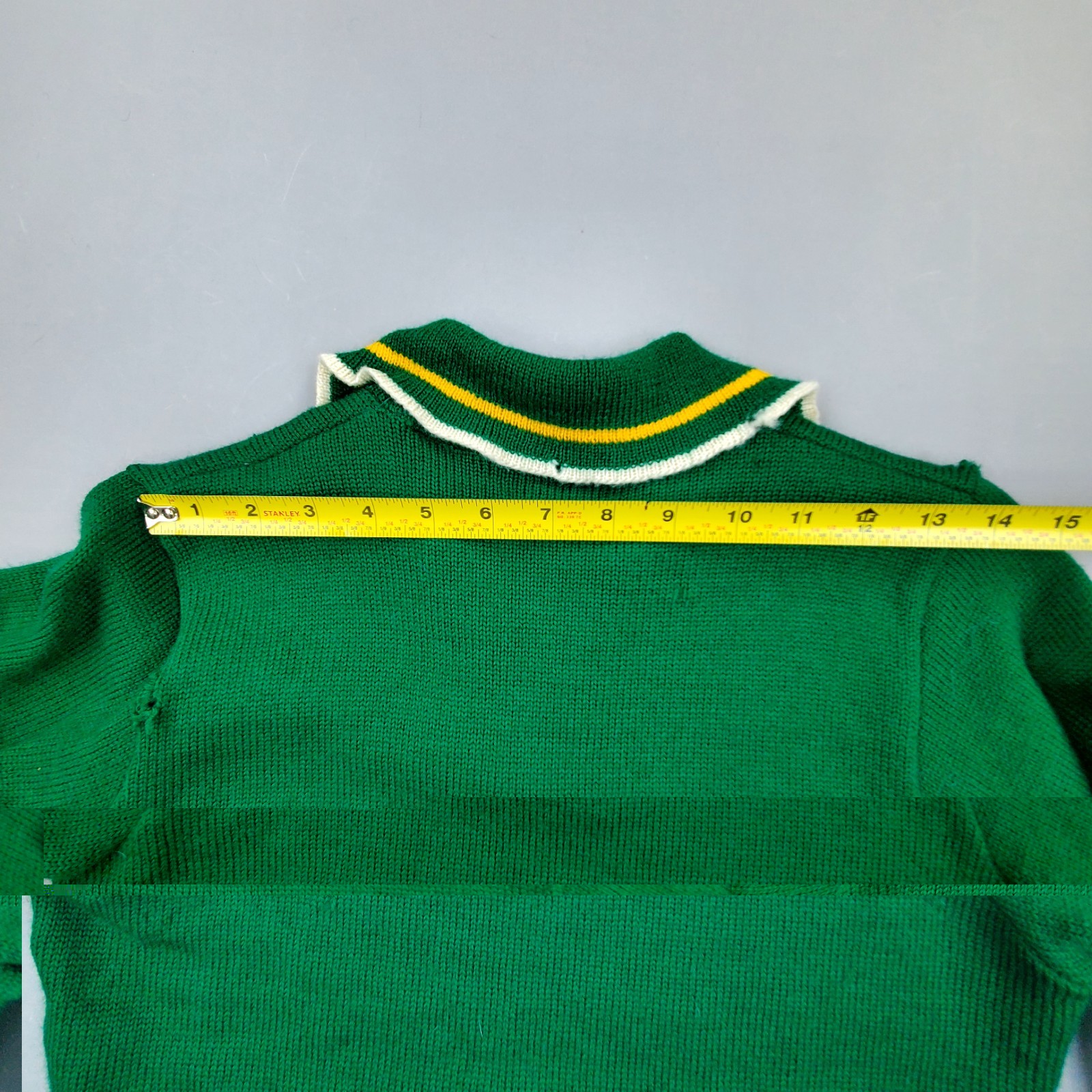Vintage 1950s Varsity Cheer Sweater Womens USA Made Kelly Green Virgin Wool 60s