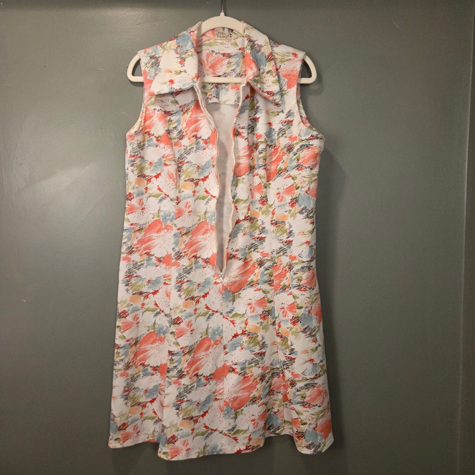 Vintage John Abbott Sleeveless Half Zip Abstract Print Dress, 42&Prime; Bust, 38&Prime; Long
