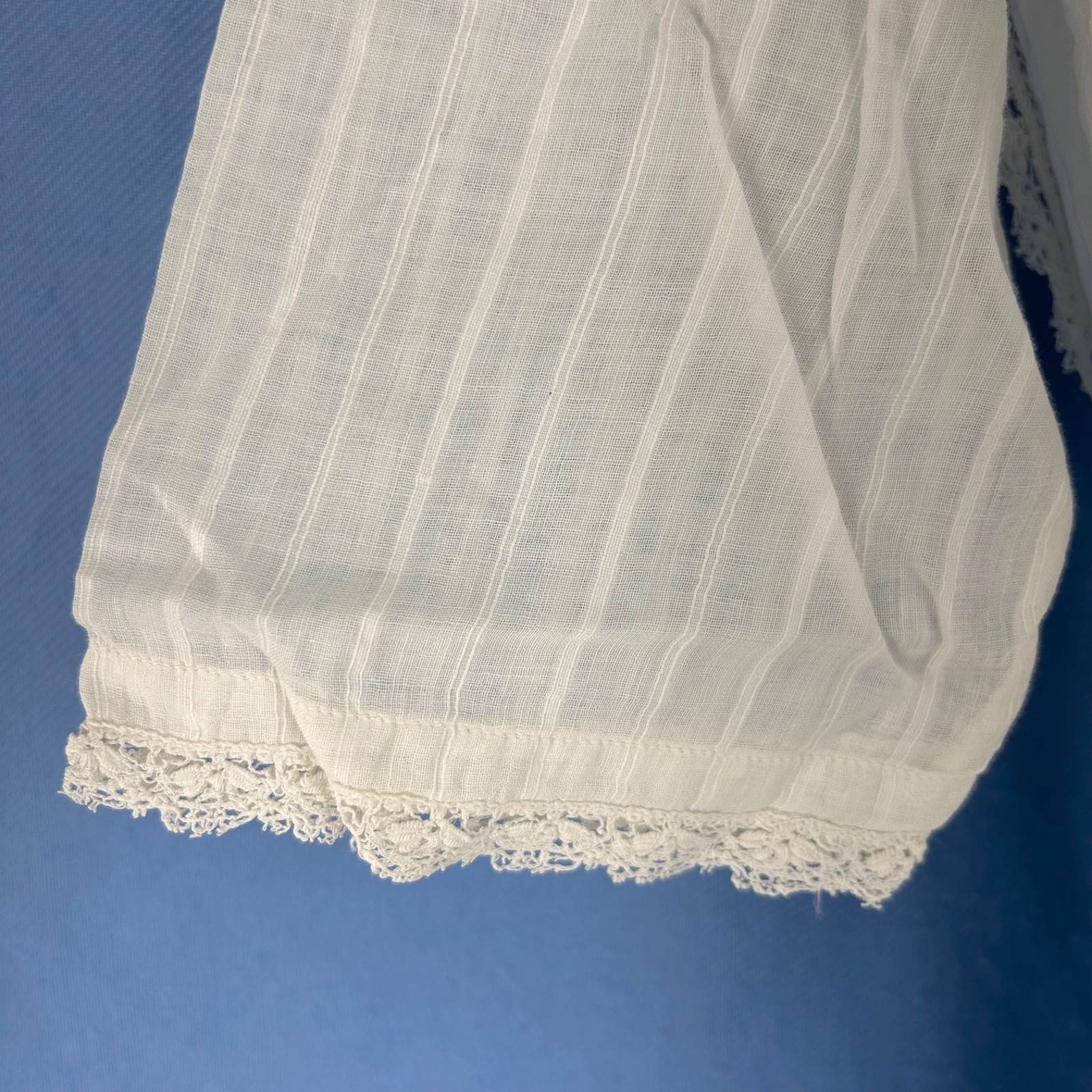 Antique Early 20th Century Sheer White Cotton Tea Gown Pintuck Pleats, Lace