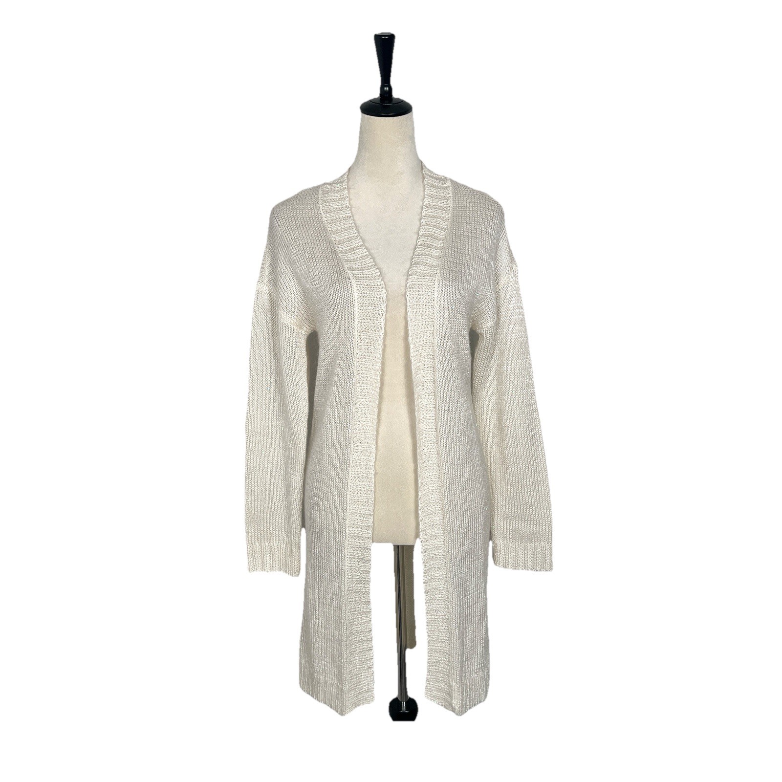 Victorias Secret Knit Cardigan Sweater Mohair Cream Sparkly Glitter Small