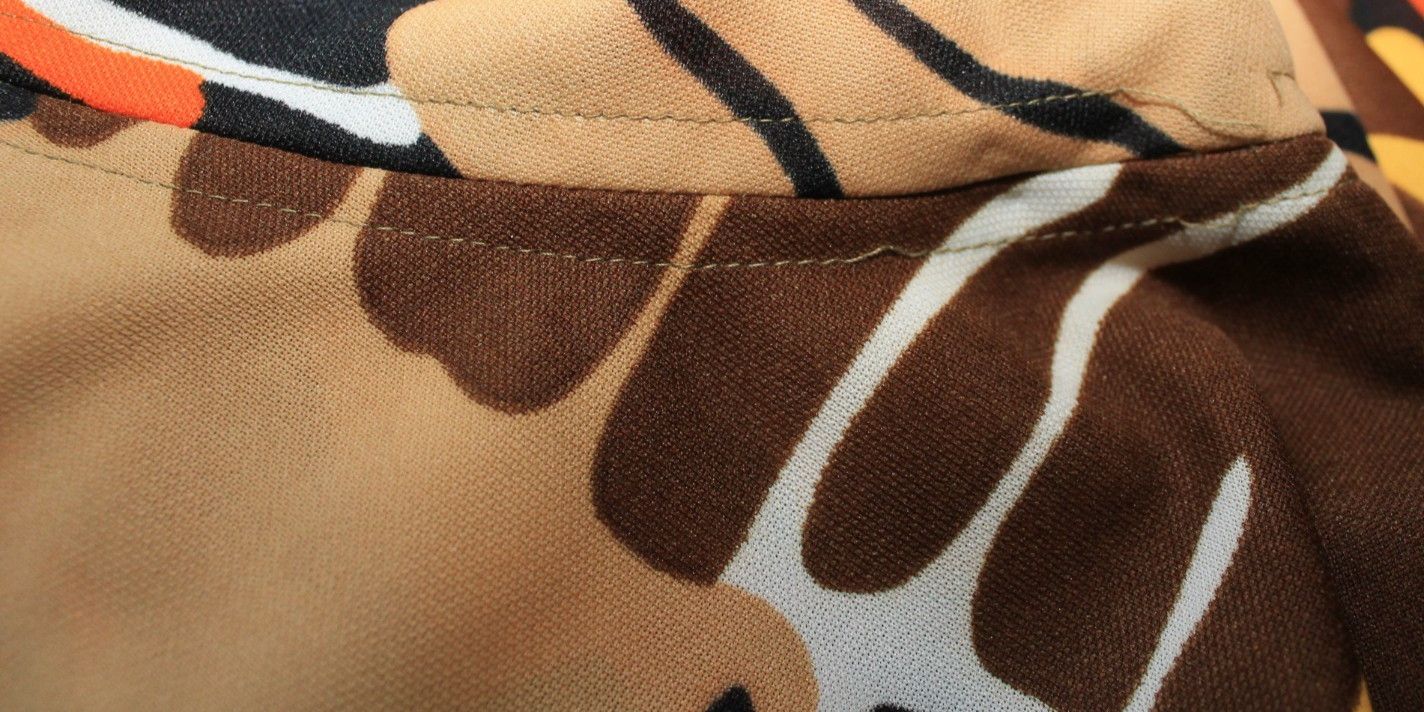 Vintage 70s Mod Maxi Dress Psychedelic Brown Orange Yellow Hippie Hawaiian Small