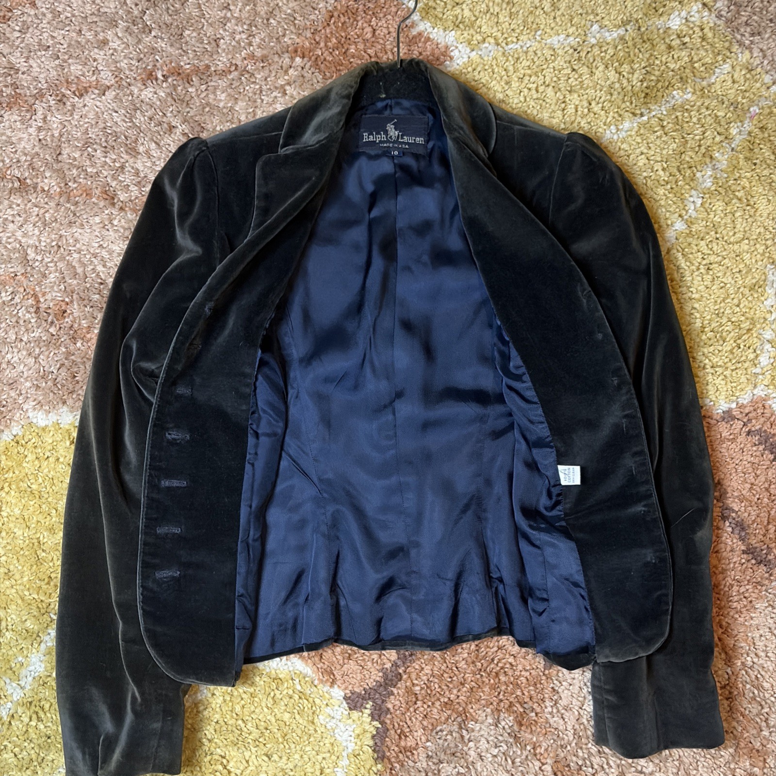 Vintage 70s Ralph Lauren Green Brown Velvet Jacket SM Archive Edwardian Goth EUC