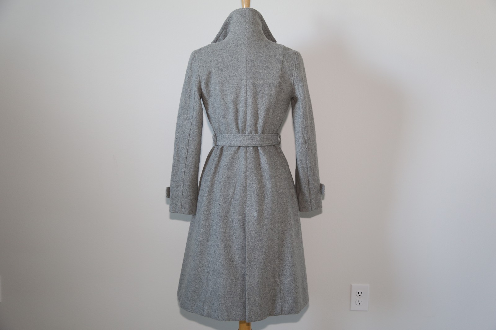 Barely Worn vintage wool cashmere blend long belted trench coat Japan made gray