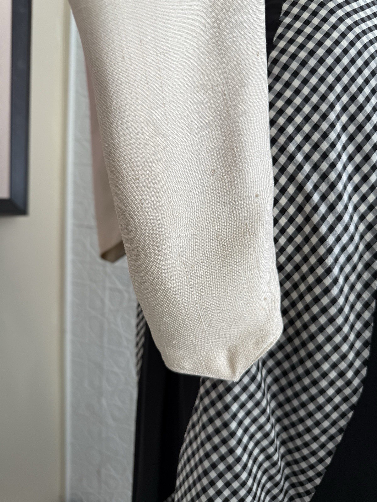 vintage 1980s silk jacket white rainbow designer cropped minimalist tailored S