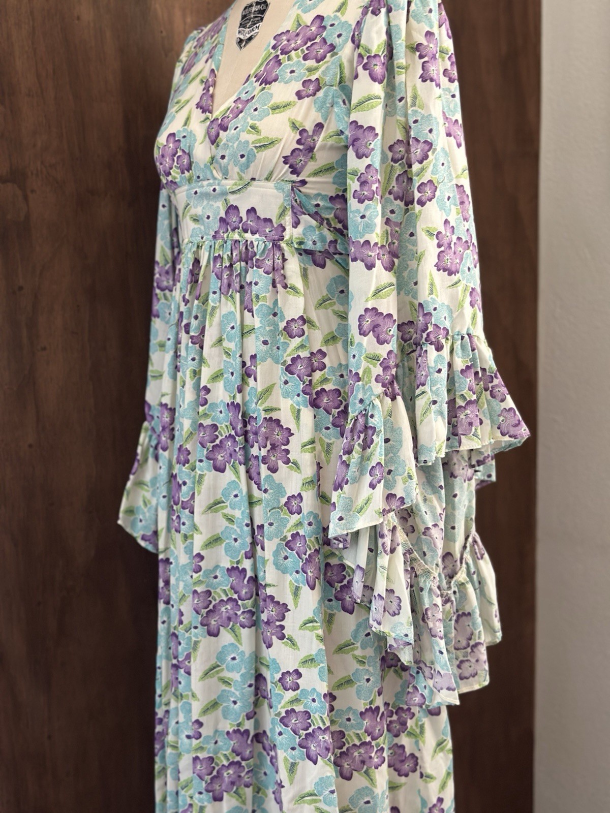 Vintage 70’s Floral Boho Maxi Butterfly Sleeve Maxi Dress XS/S Boho Hippie