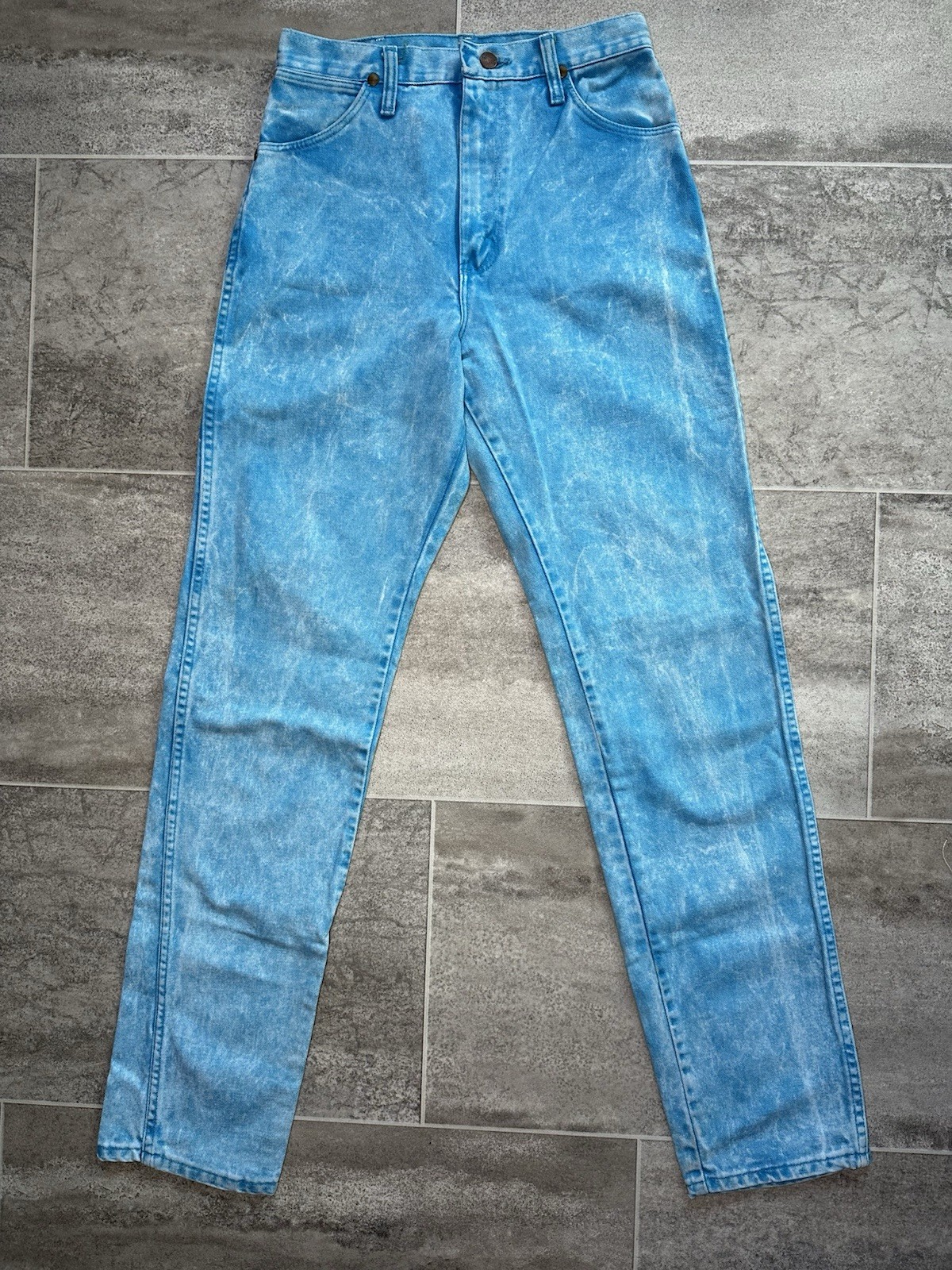 VTG Wranglers Women&rsquo;s Cowboy Cut Slim Fit Acid Wash Blue Style#14MWZHQ Sz 13×34