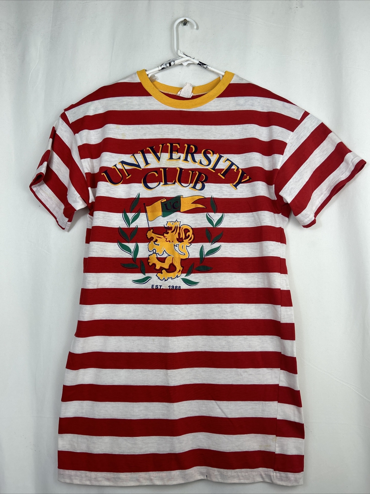 Vtg Gee Gee&rsquo;s by Milaca Mills Red White Striped University Club Sleep Shirt OS