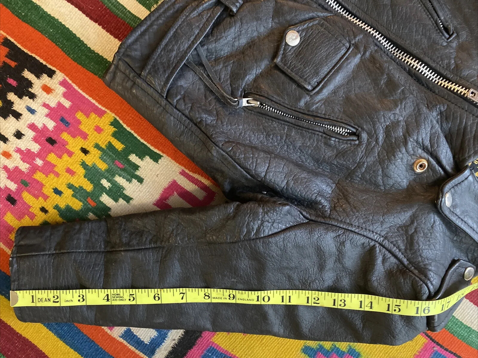 Vintage Jacket Black REAL Leather Motorcycle Womens Sz XS Kids Size Cropped 0 2