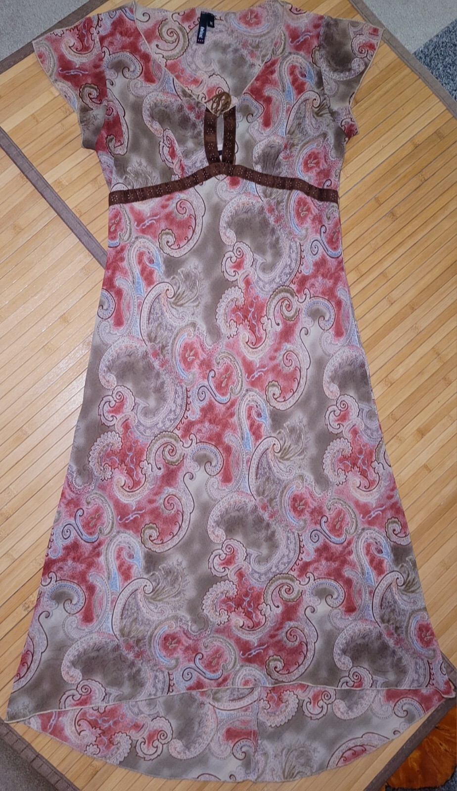 Vintage Dress Trixxi Womens Meduim 1990s Boho Fit & Flare High-Low Slip USA Made