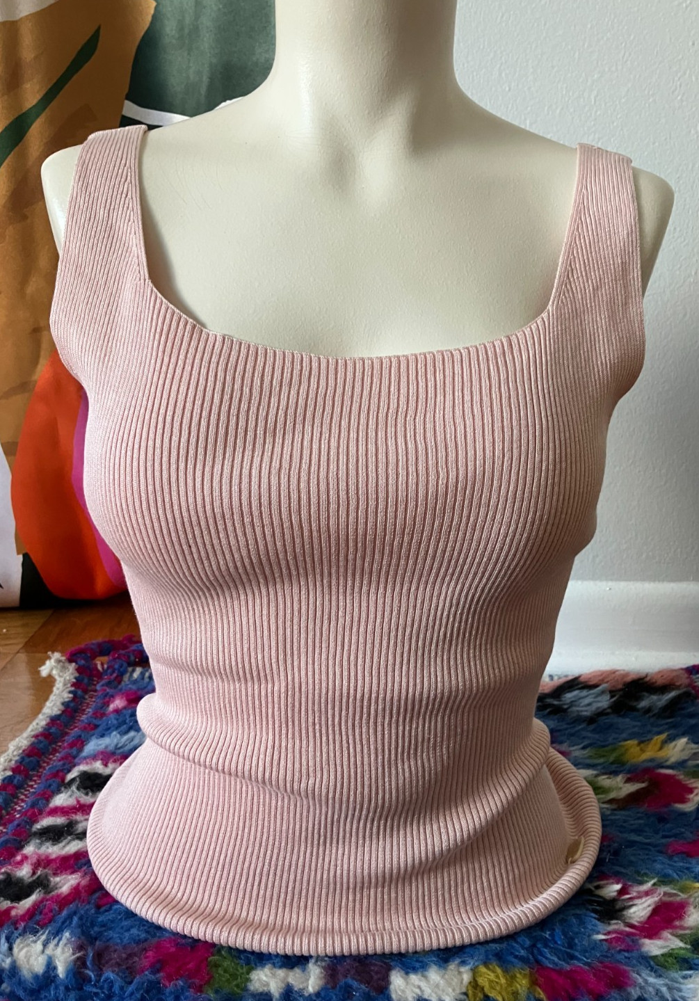 Vintage 90s Tommy Bahama Silk & Cotton Light Pink Ribbed Tank Top Women&rsquo;s S