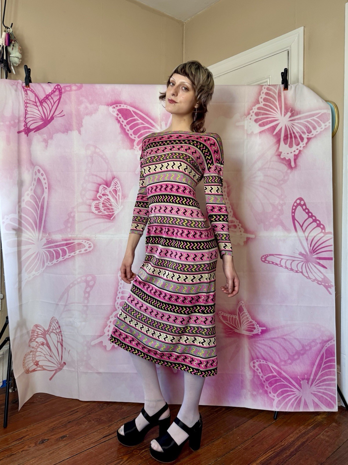 1960s Emilio Pucci Z Print Midi Length Dress