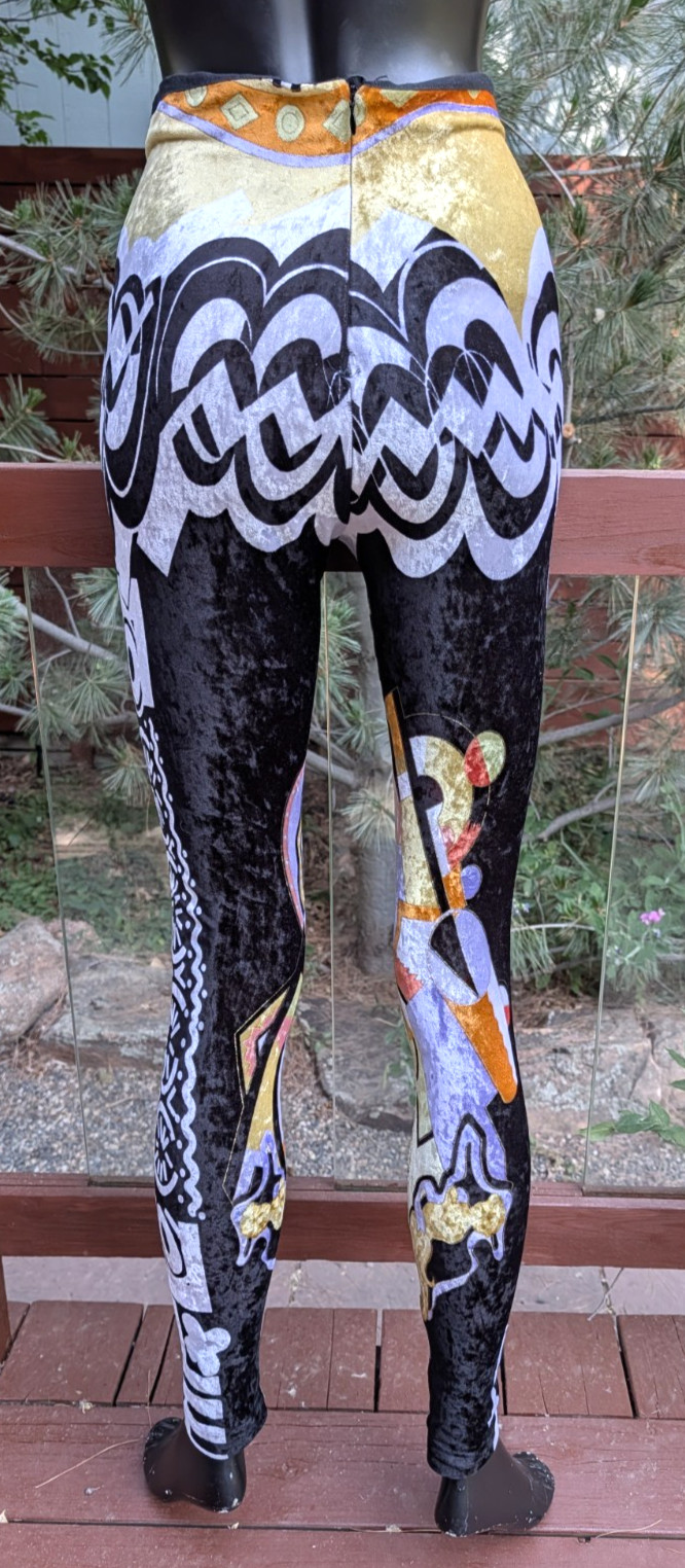 Vintage 90&rsquo;s Gianni Versace couture Velvet leggings stretch pants sz 44 S or XS