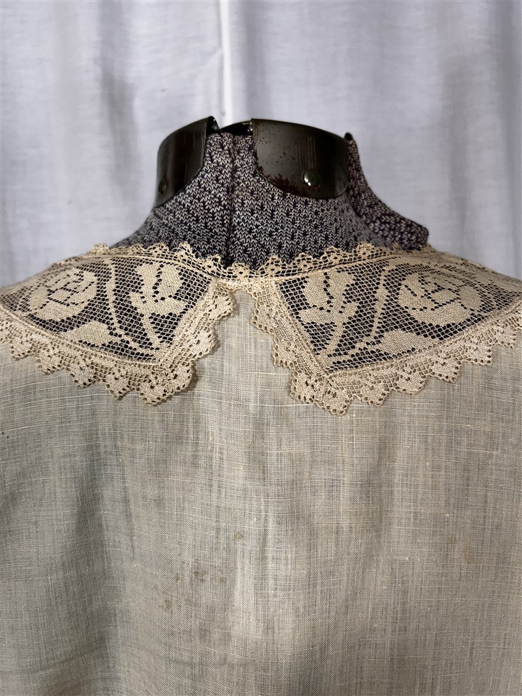 antique blouse linen lace pull over bust 40 off white original 1900-20