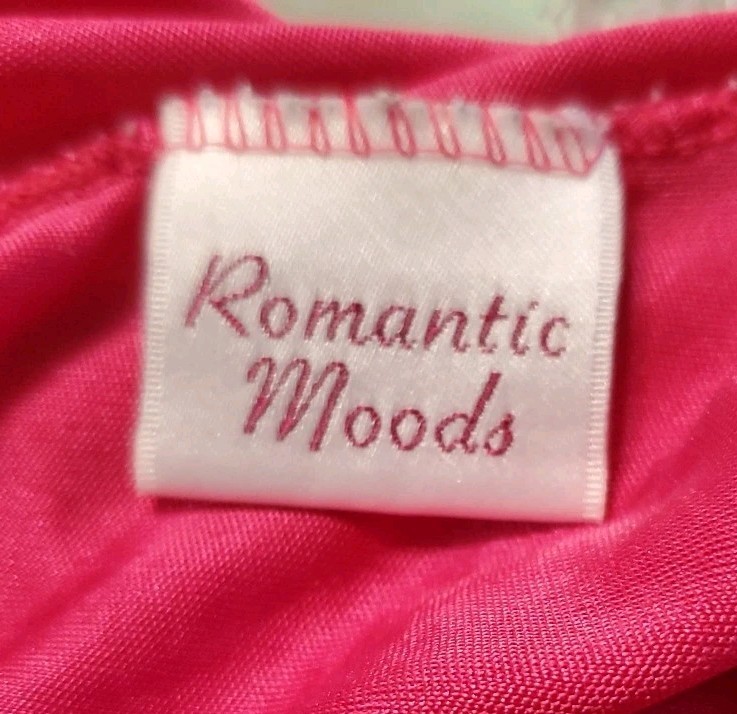 Vtg Romantic Moods Slip Dress S/M Liquid Satin Hot Pink Mini Solid Y2K Barbie