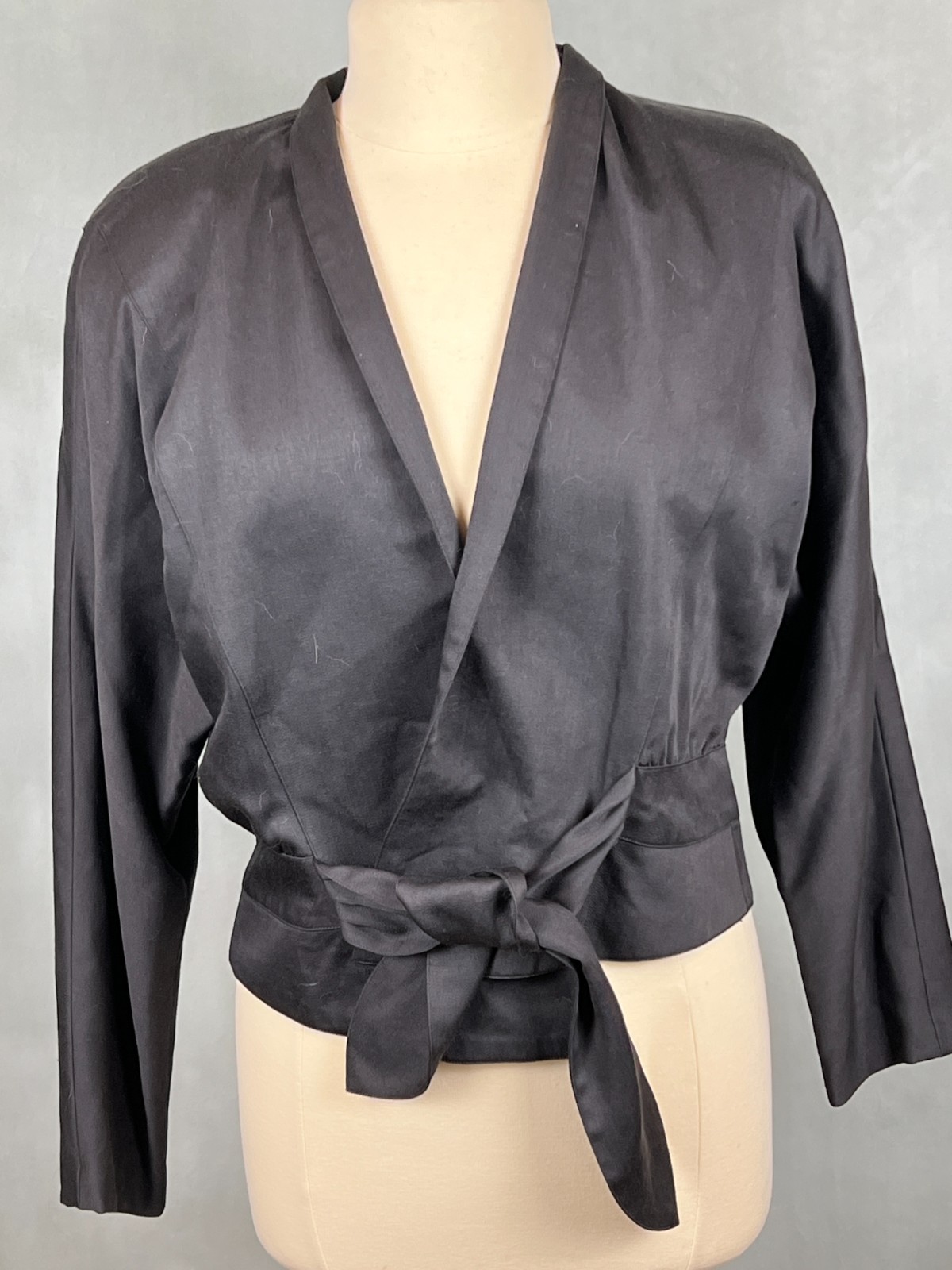 VTG Balla Valentina for Vica Moda Elegant Black Wool Evening Jacket Sz 12/14