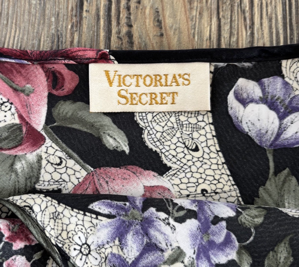 Vtg Victorias Secret Gold Label Satin Floral Teddy Lingerie NO SIZE TAG Lace 90s