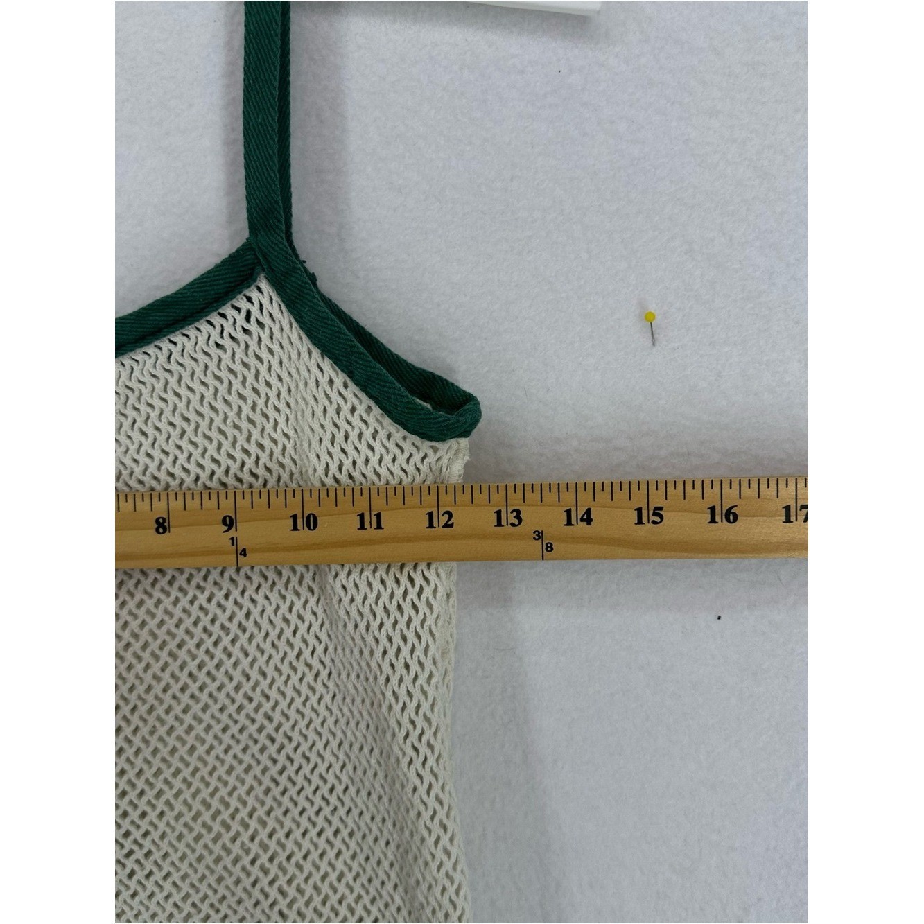 Sav A Sac Vintage Mesh Knit Tank Top Women&rsquo;s Small Cream Green Boho Cami